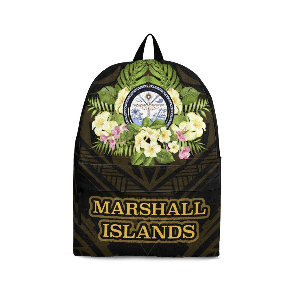 Marshall Islands Backpack - Polynesian Gold Patterns Collection Black - Polynesian Pride