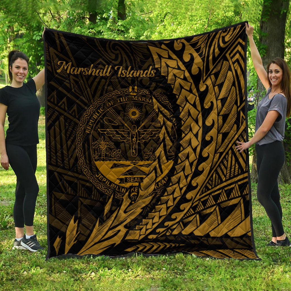 Marshall Islands Premium Quilt - Wings Style Black - Polynesian Pride