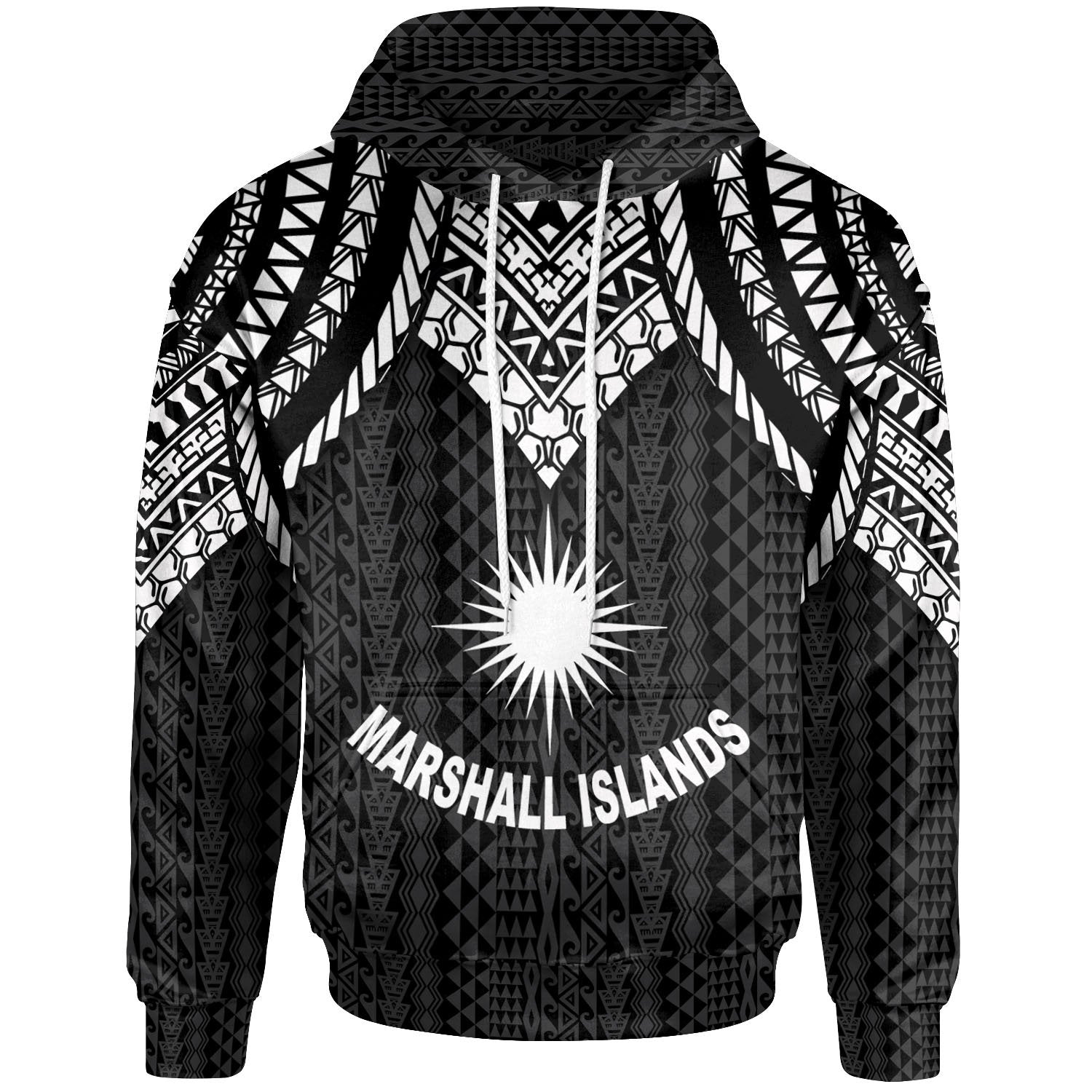 Marshall Islands Hoodie Polynesian Armor Style Black Unisex Black - Polynesian Pride