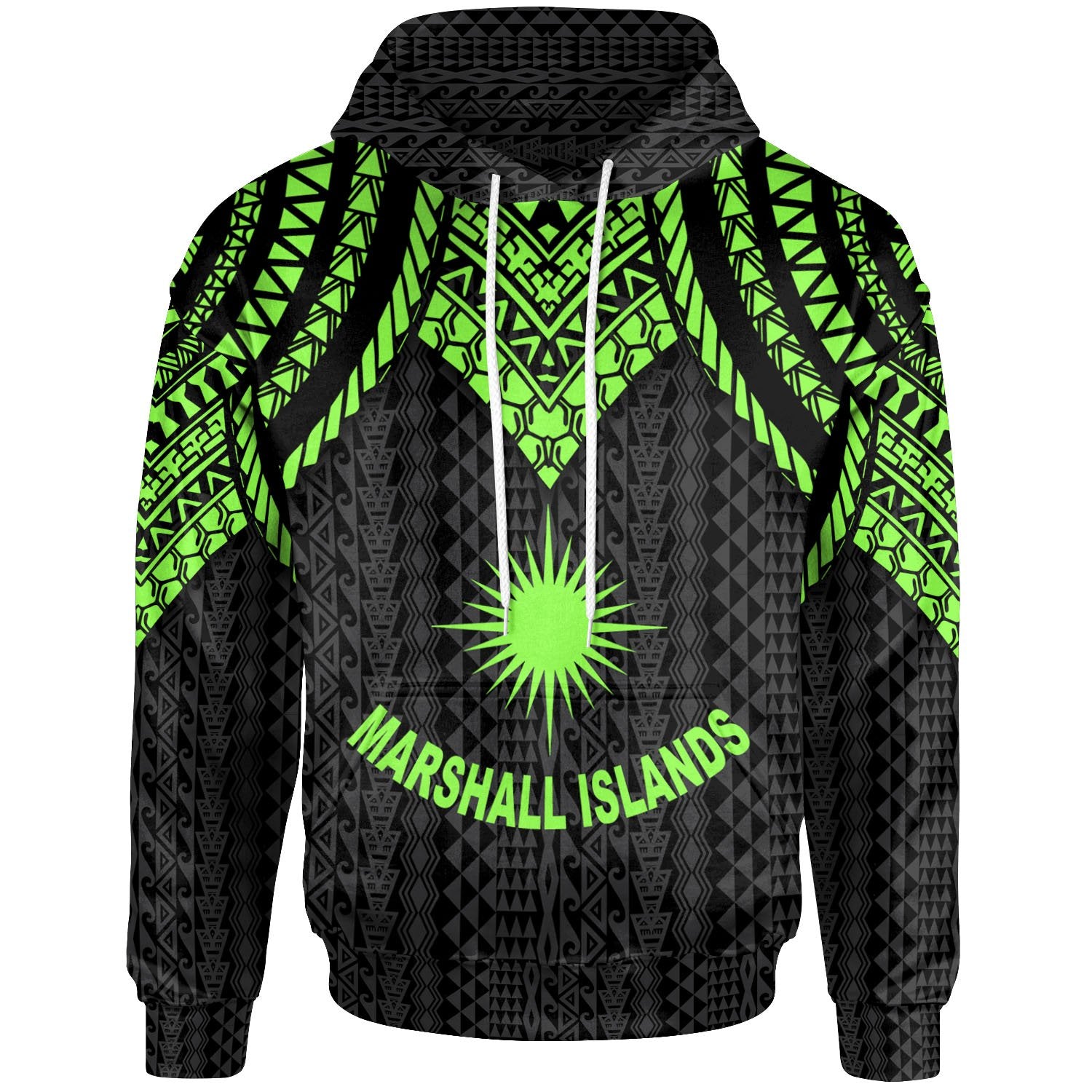 Marshall Islands Hoodie Polynesian Armor Style Green Unisex Green - Polynesian Pride