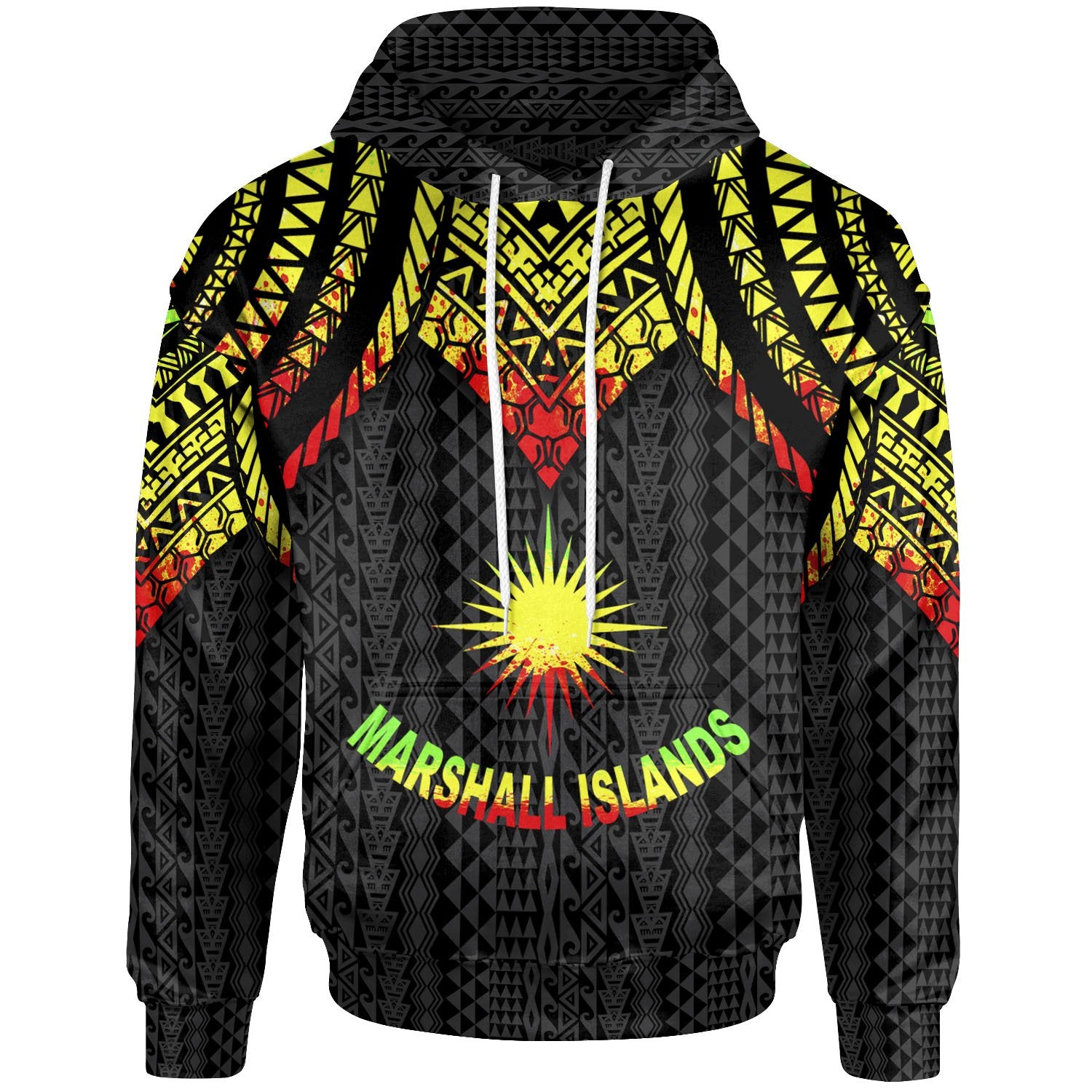 Marshall Islands Hoodie Polynesian Armor Style Reagge Unisex Reagge - Polynesian Pride