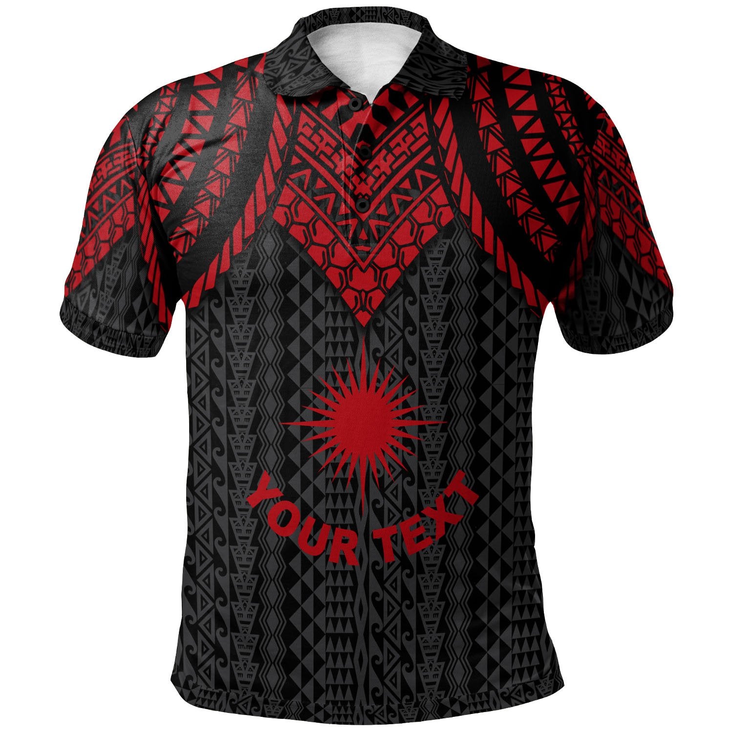 Marshall Islands Custom Polo Shirt Polynesian Armor Style Red Unisex Red - Polynesian Pride