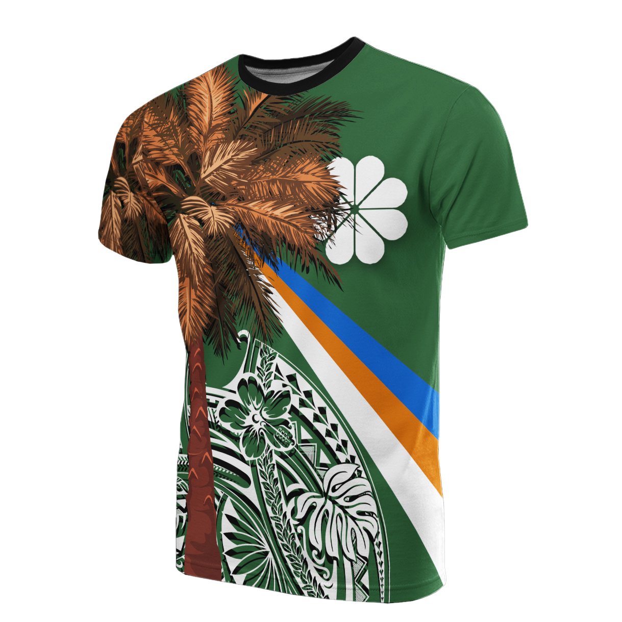 Marshall Islands Polynesian T Shirt Kwajalein Atoll Palm Tree Black Unisex Green - Polynesian Pride