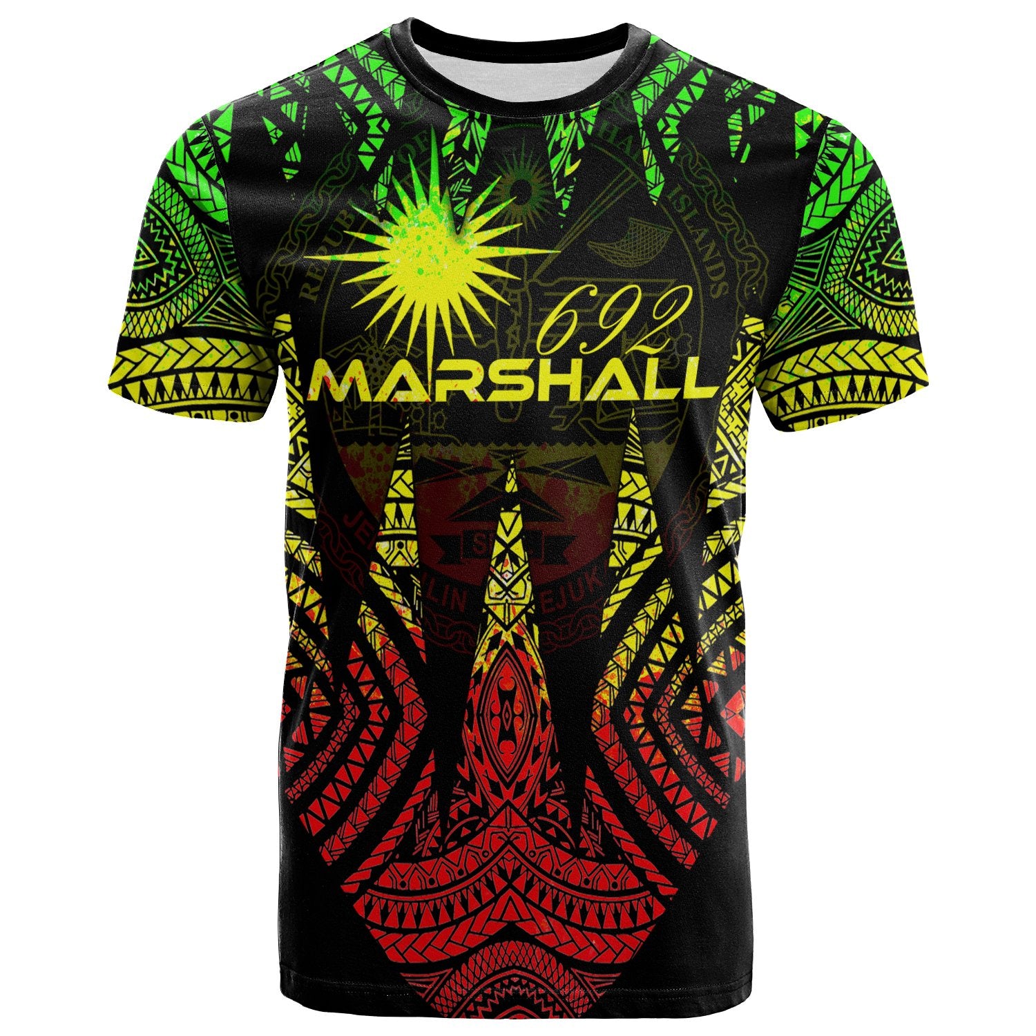 Marshall Islands T Shirt Micronesian Teeth Shark Style Reggae Unisex Black - Polynesian Pride