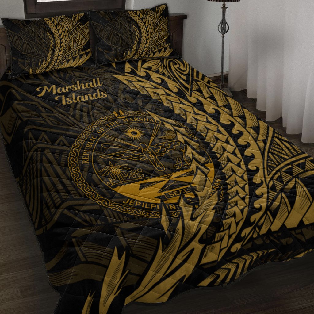 Marshall Islands Quilt Bed Set - Wings Style Black - Polynesian Pride