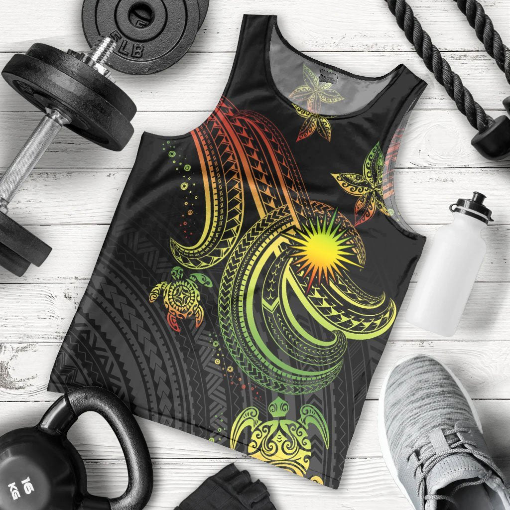 Marshall Islands Custom Personalised Men's Tank Top - Reggae Turtle Reggae - Polynesian Pride