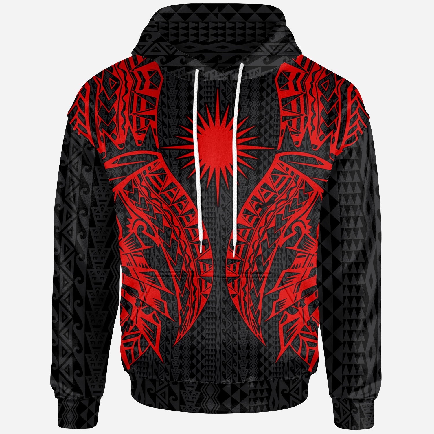 Marshall Islands Hoodie Polynesian Lion Head Red Style Unisex Red - Polynesian Pride