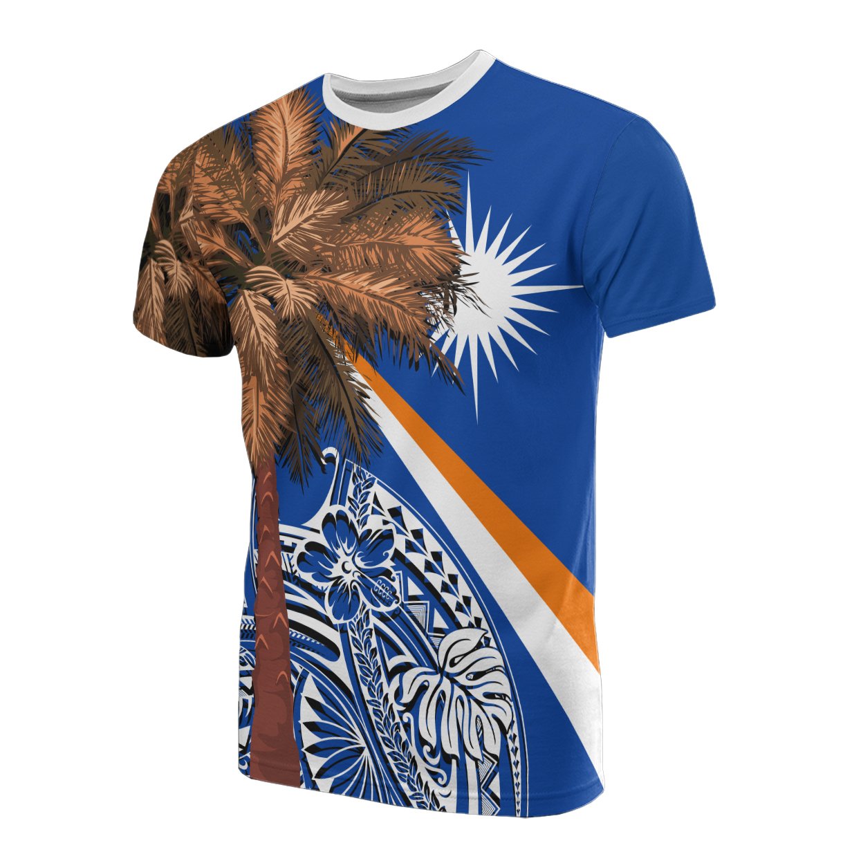 Marshall Islands Polynesian T Shirt Palm Tree Unisex Blue - Polynesian Pride