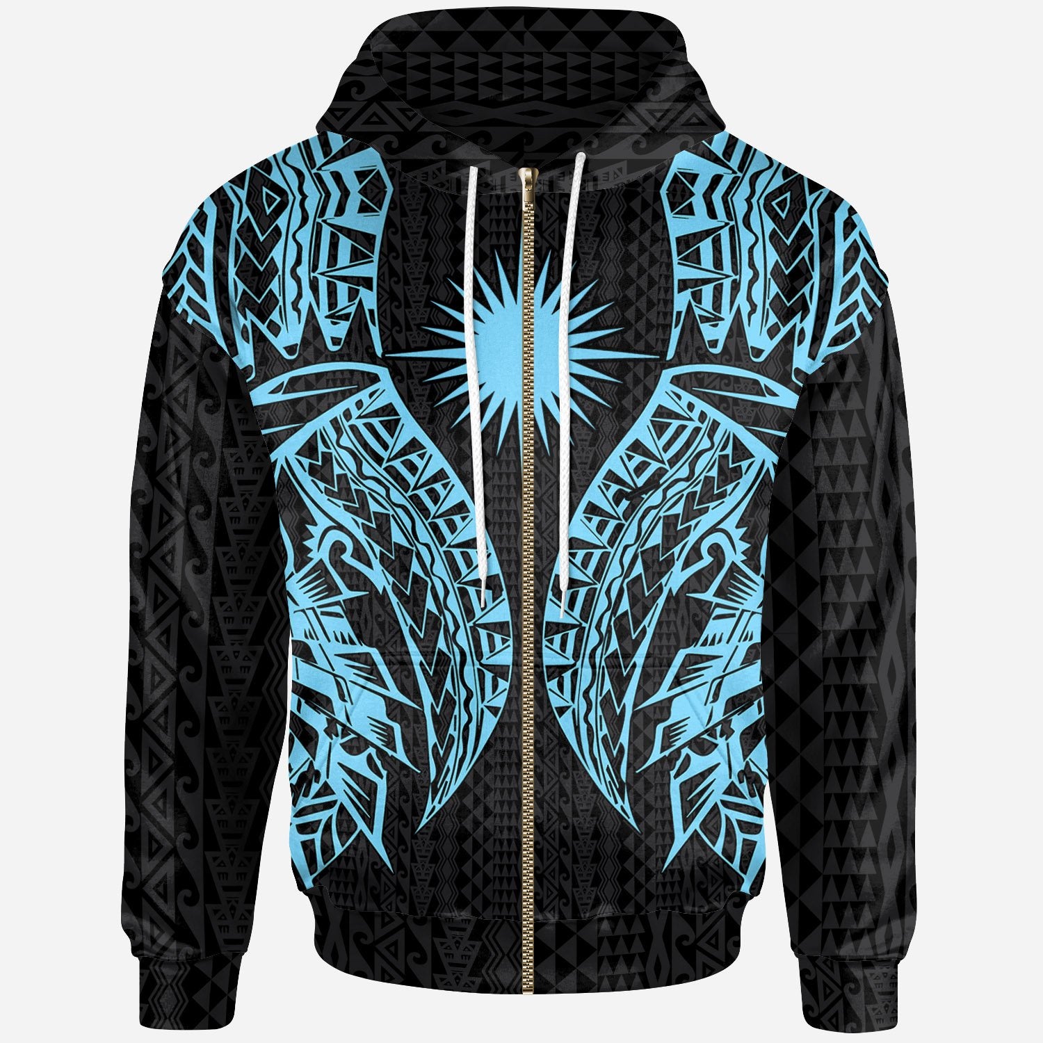 Marshall Islands Zip up Hoodie Polynesian Lion Head Neon Style Unisex Neon - Polynesian Pride