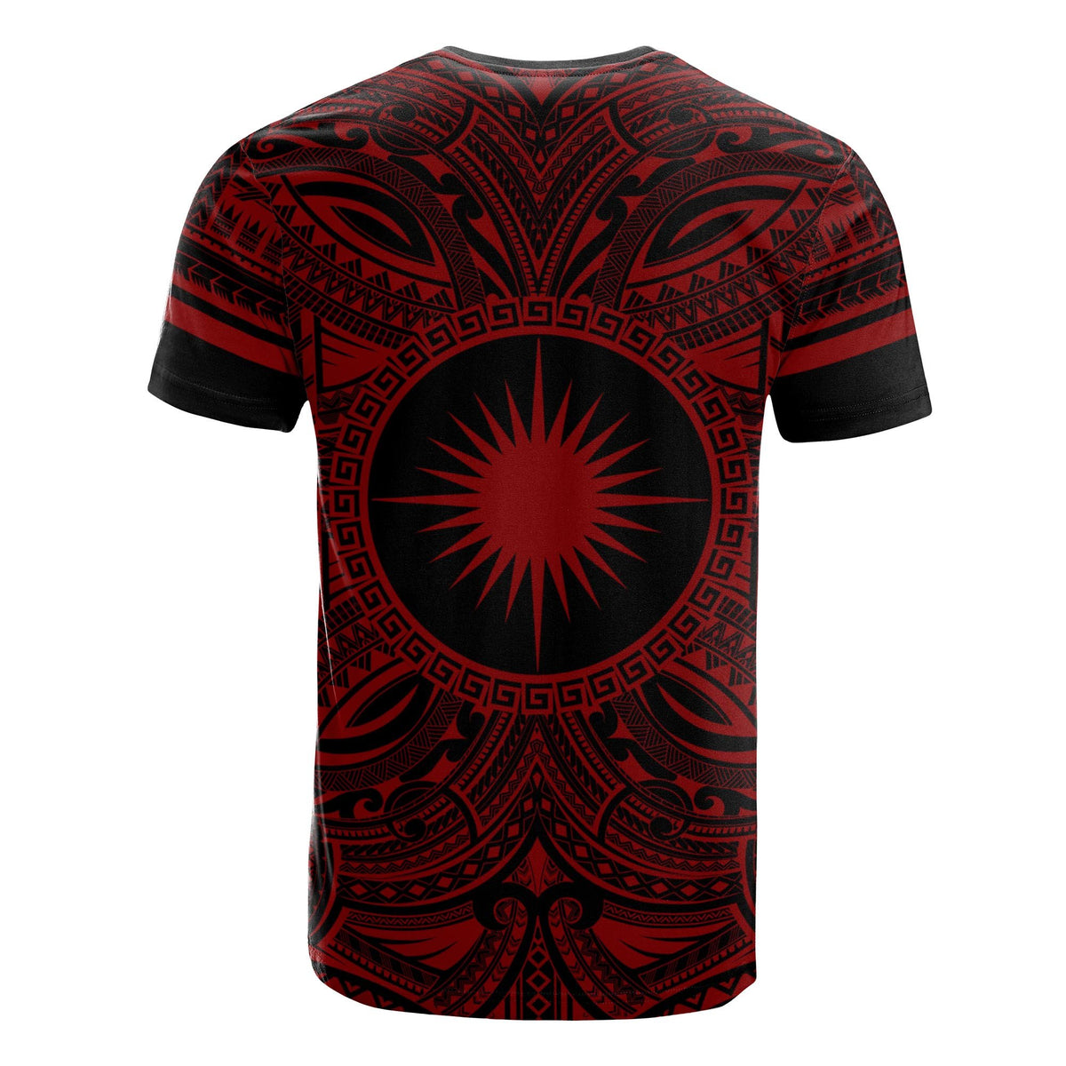 Marshall Islands All T Shirt Marshall Islands Coat Of Arms Polynesian Red Black - Polynesian Pride