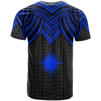 Marshall Islands Custom T Shirt Polynesian Armor Style Blue - Polynesian Pride