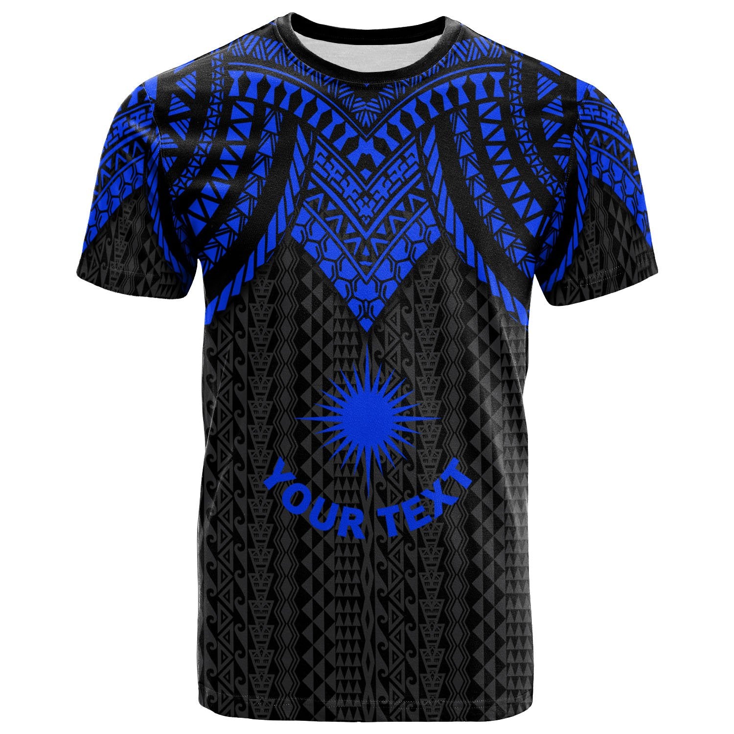 Marshall Islands Custom T Shirt Polynesian Armor Style Blue Unisex Blue - Polynesian Pride