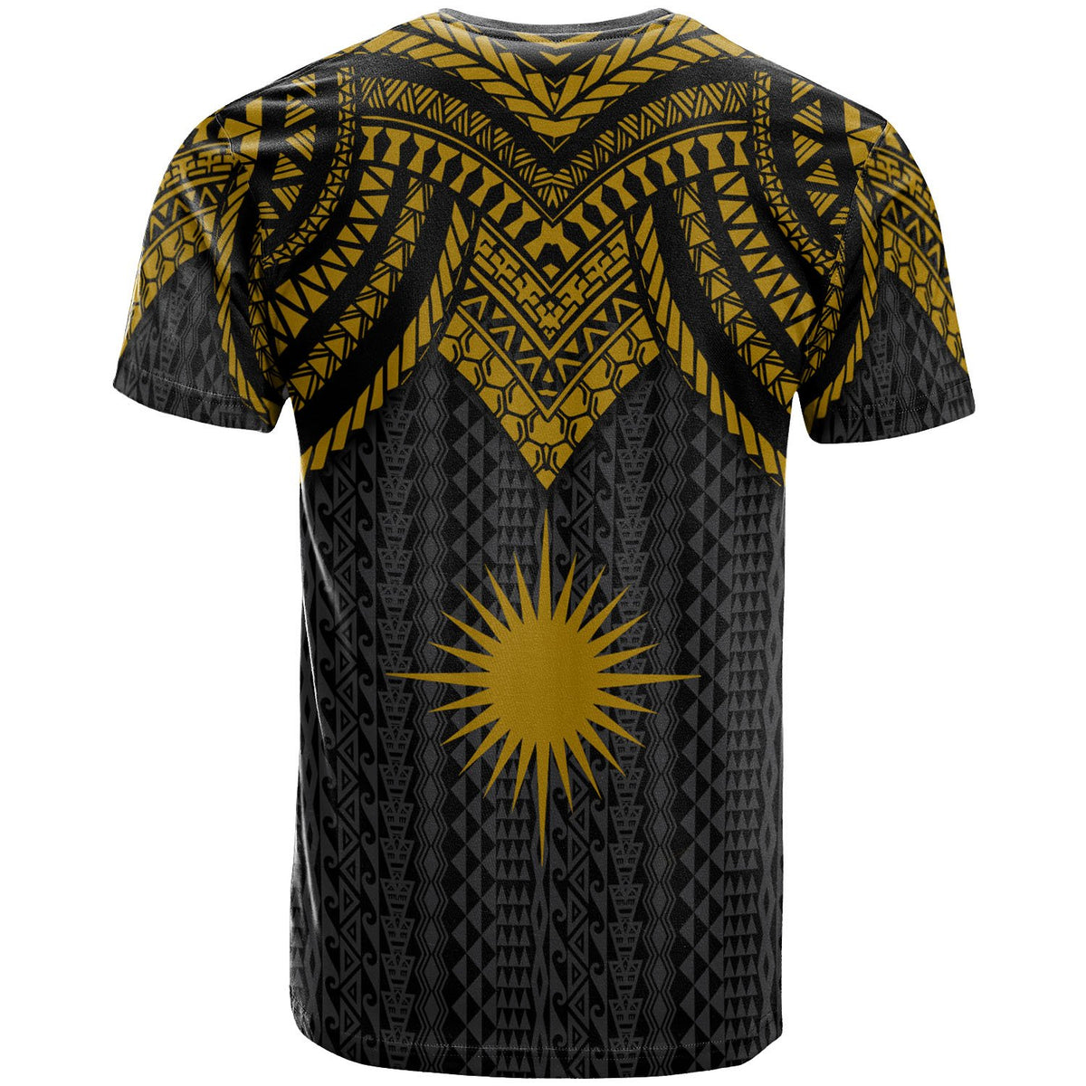 Marshall Islands Custom T Shirt Polynesian Armor Style Gold - Polynesian Pride