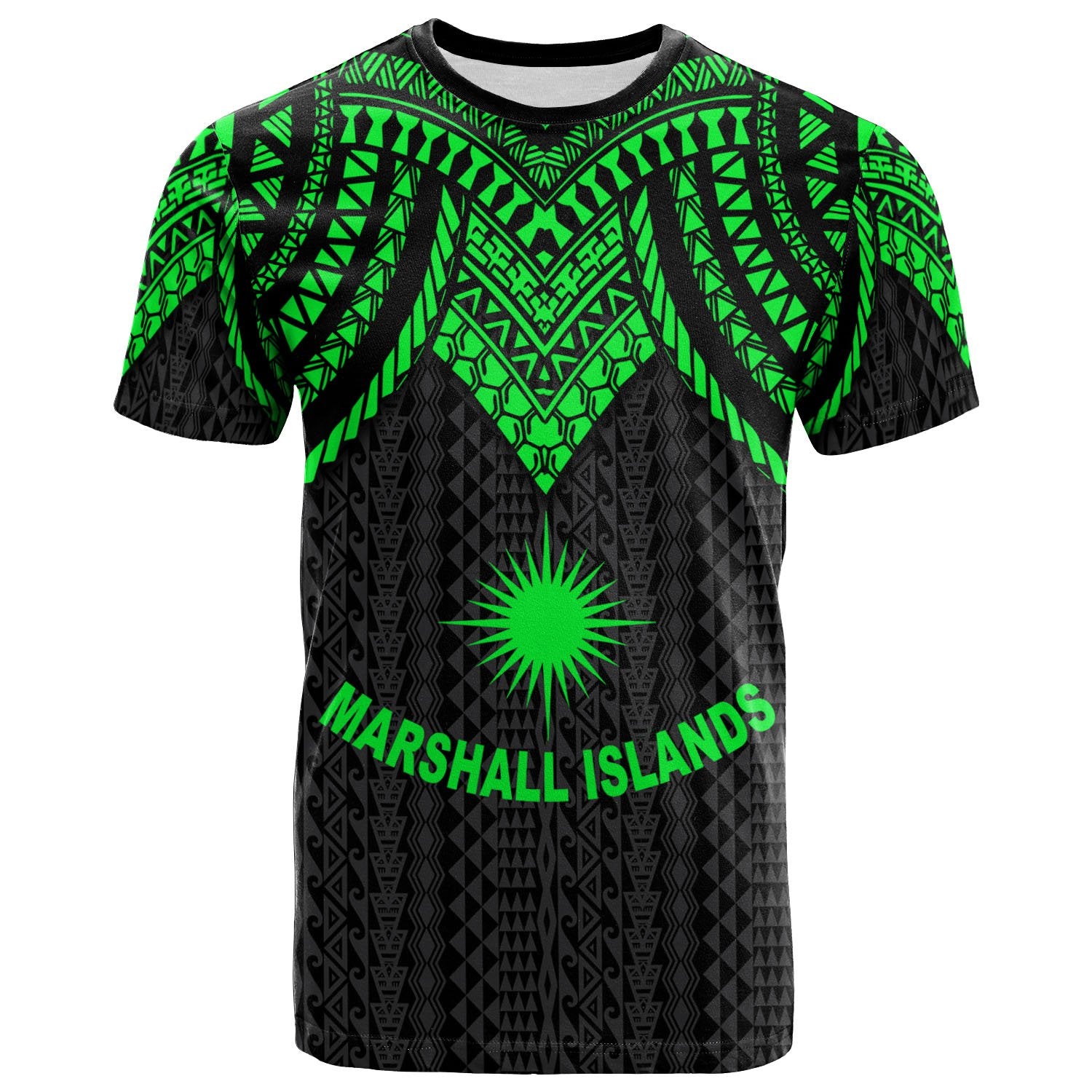 Marshall Islands T Shirt Polynesian Armor Style Green Unisex Art - Polynesian Pride