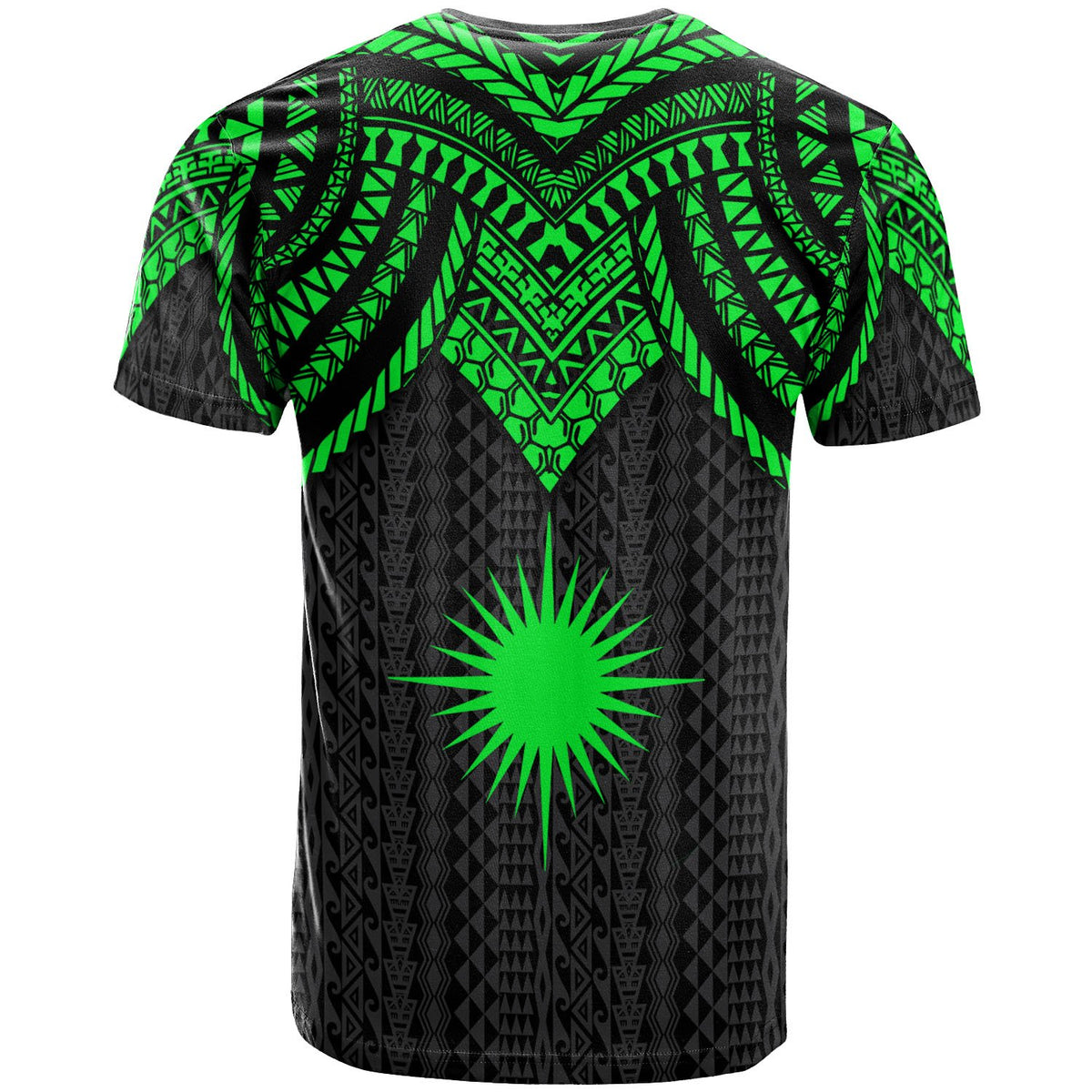 Marshall Islands T Shirt Polynesian Armor Style Green - Polynesian Pride