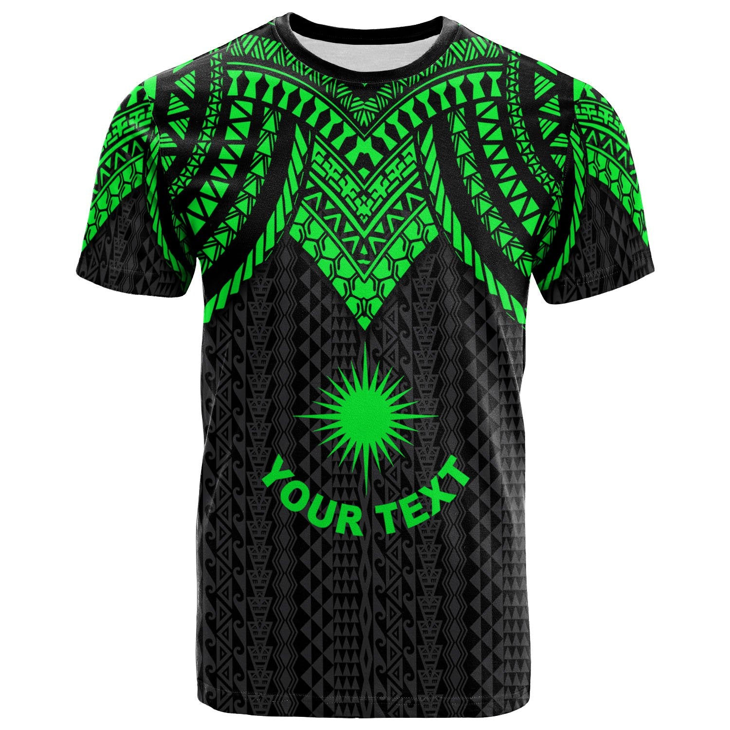 Marshall Islands Custom T Shirt Polynesian Armor Style Green Unisex Art - Polynesian Pride