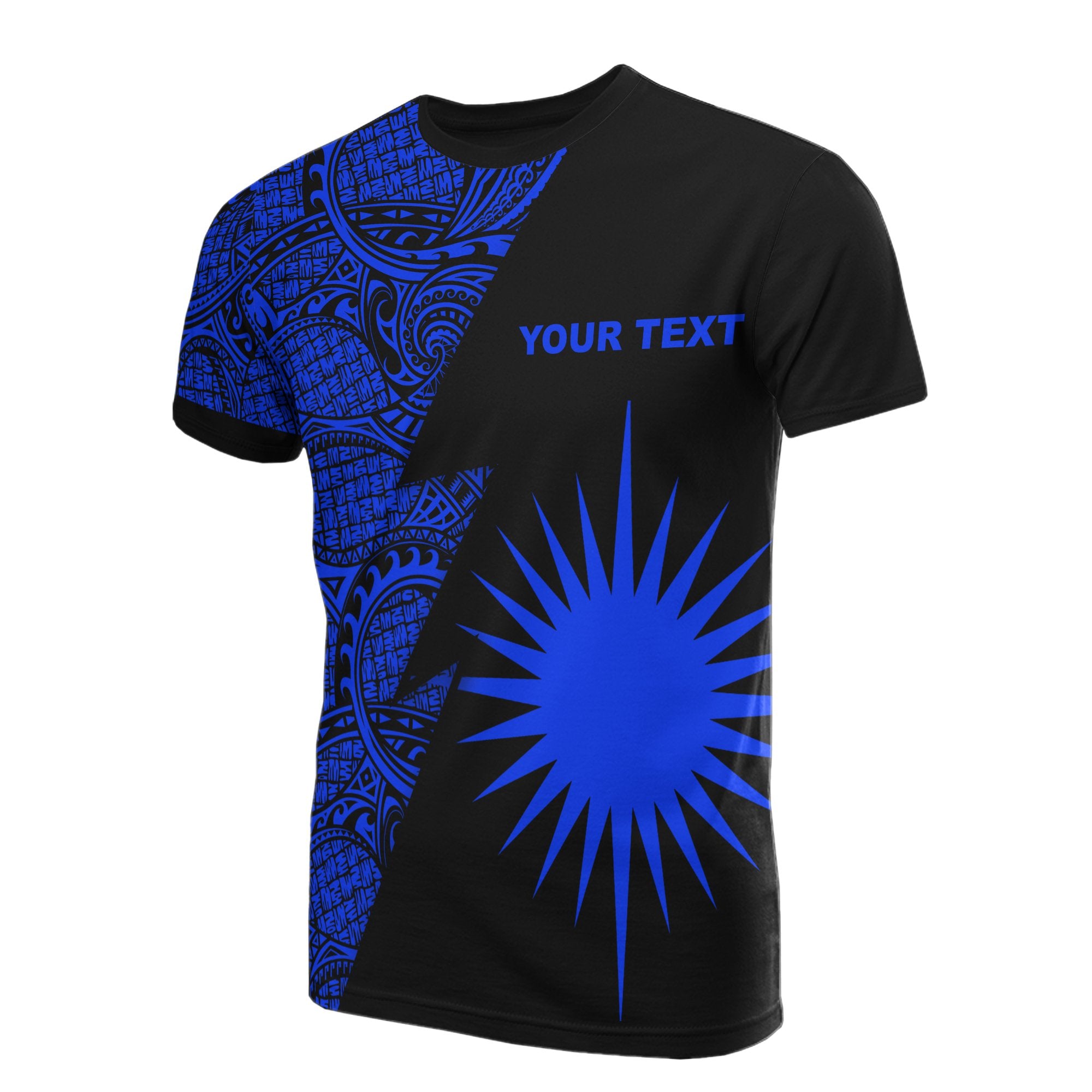 Marshall Islands Custom T Shirt Polynesian Pattern Blue Style Unisex Blue - Polynesian Pride