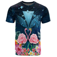 Kanaka Flamingo Couple Rose Hibiscus Plumeria T Shirt Love Universe AH - Polynesian Pride
