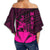 Hawaiian King Kanaka Map Polynesian Maui Women's Off Shoulder Wrap Waist Top - Pink - Hala Style - AH - Polynesian Pride