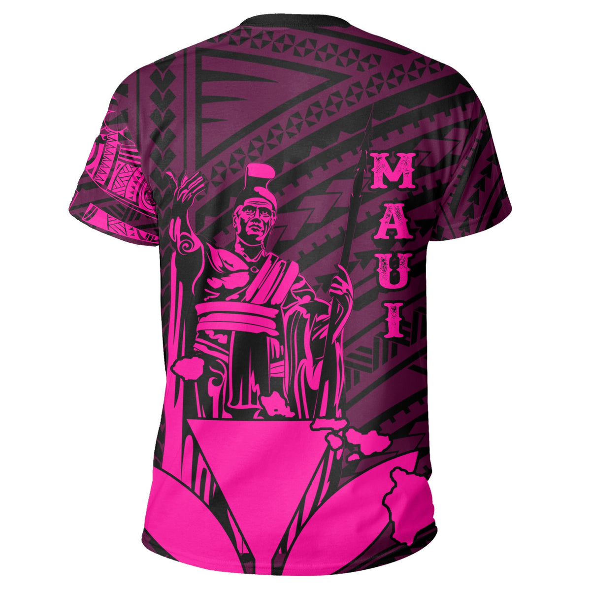 Hawaiian King Kanaka Map Polynesian Maui T Shirt Pink Hala Style - Polynesian Pride