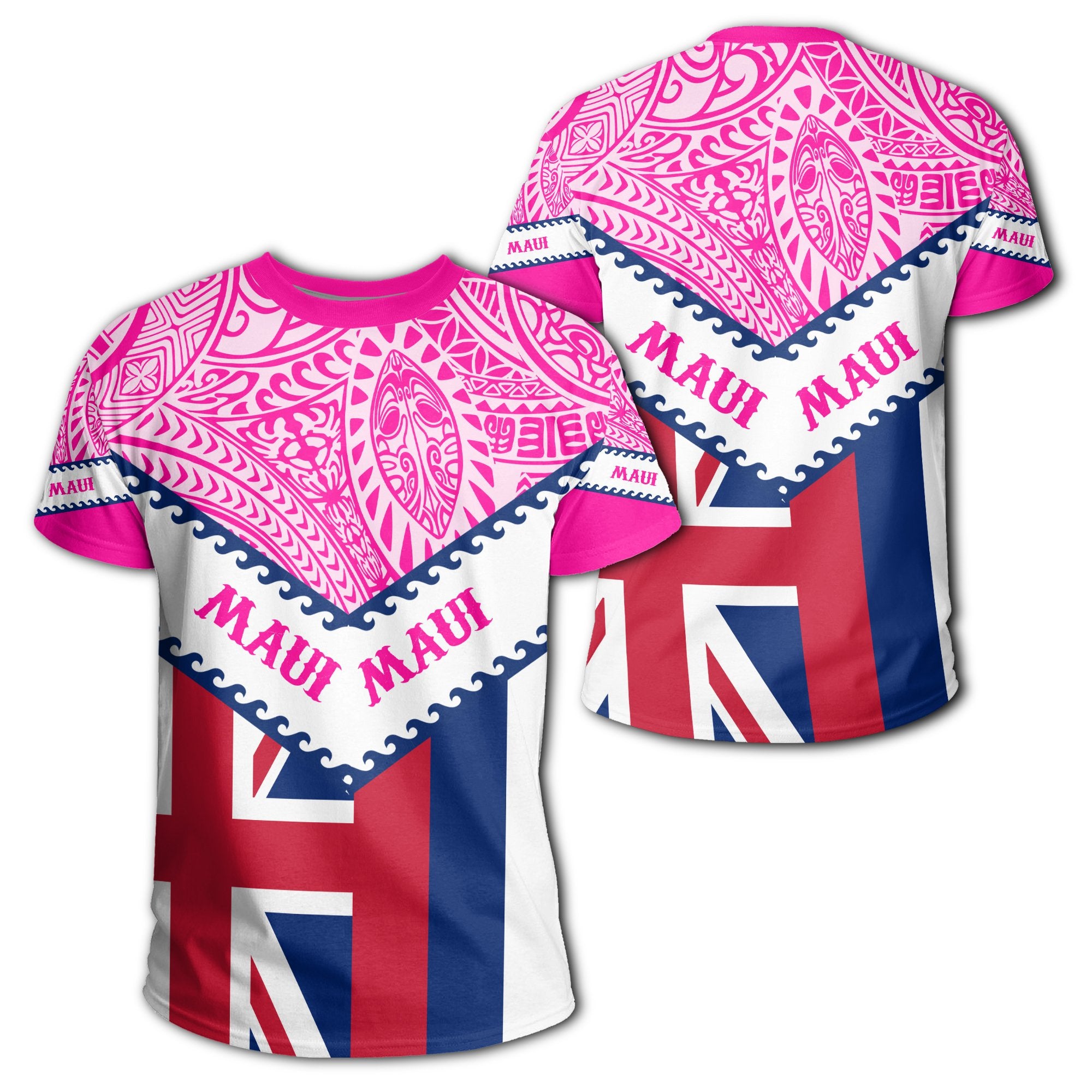 Hawaii Flag Maui T Shirt Mit Style Unisex Pink - Polynesian Pride