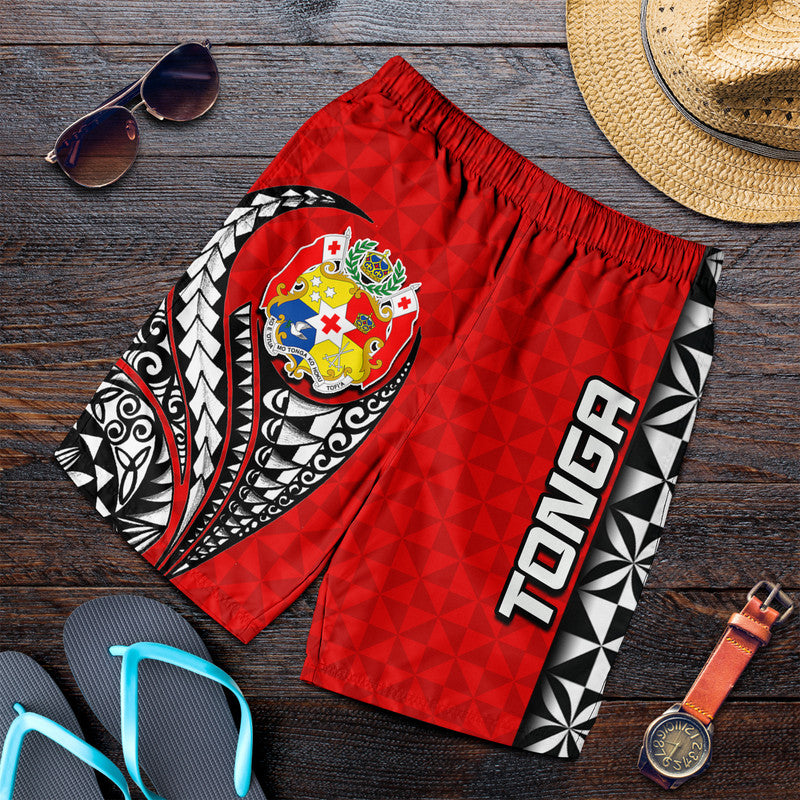 Tonga Men Shorts Polynesian Tattoo LT6 Red - Polynesian Pride