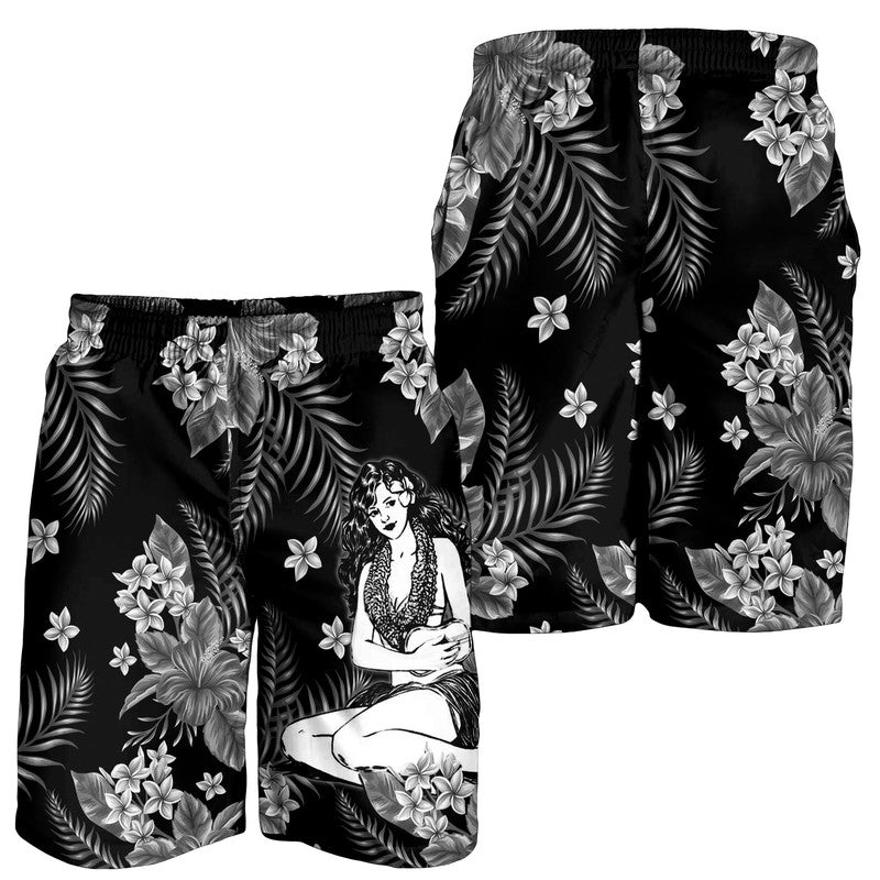 Hawaii Summer Colorful Hula Girl Men Shorts Gray LT6 Gray - Polynesian Pride