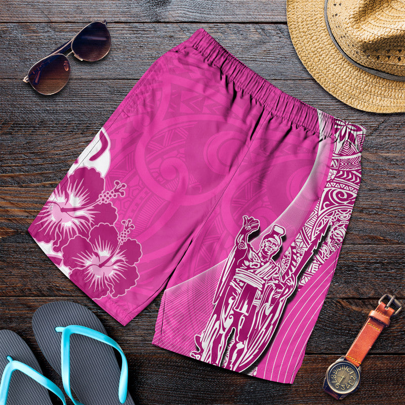 Hawaiian King Kamehameha Men Shorts Vibe Pink Style LT6 Pink - Polynesian Pride