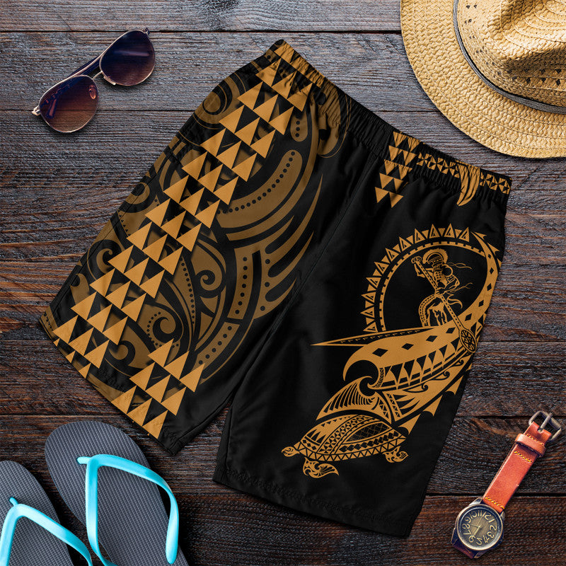 Hawaii Polynesian Warrior Kakau Men Shorts-Gold LT6 Gold - Polynesian Pride