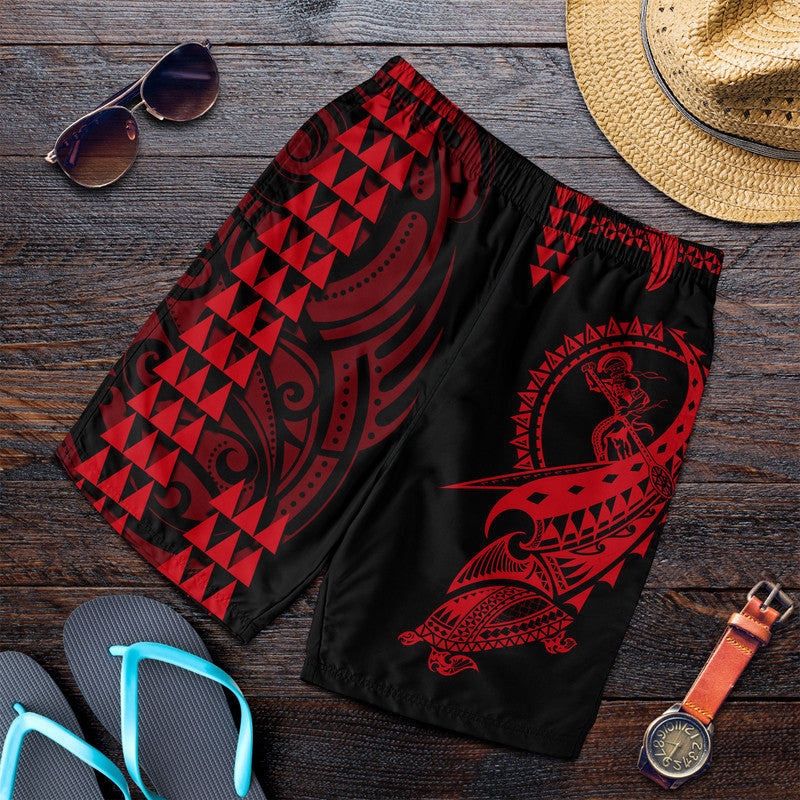 Hawaii Polynesian Warrior Kakau Men Shorts-Red LT6 Red - Polynesian Pride