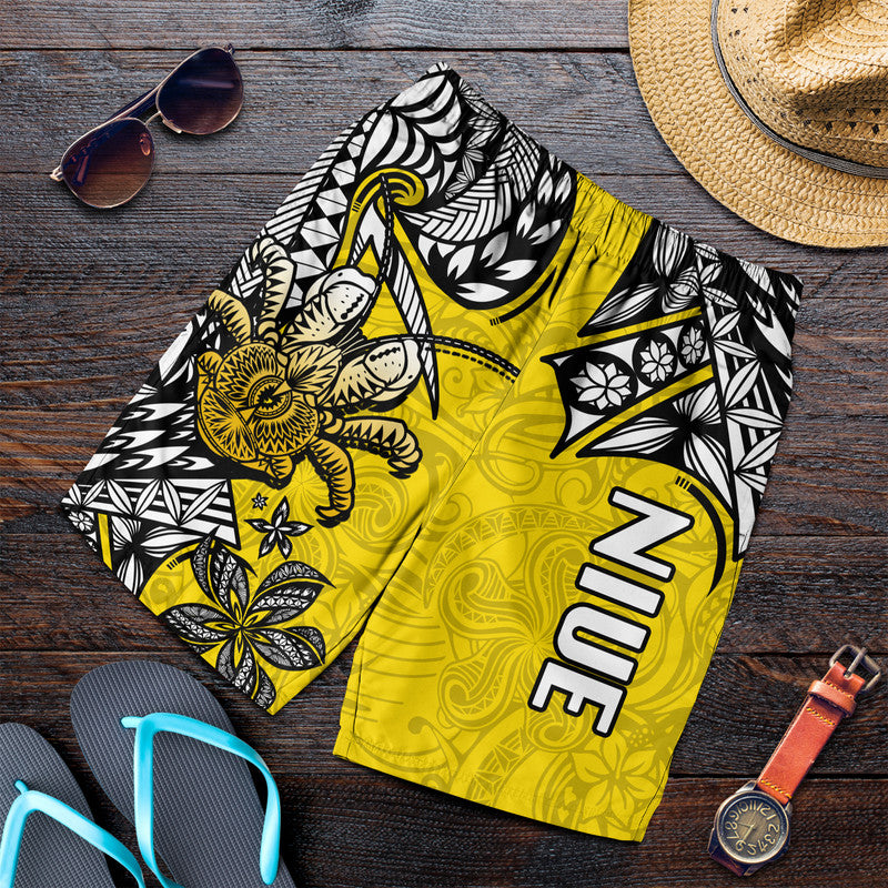 Niue Uga Men Shorts Tribal Patterns Yellow Style LT6 Yellow - Polynesian Pride