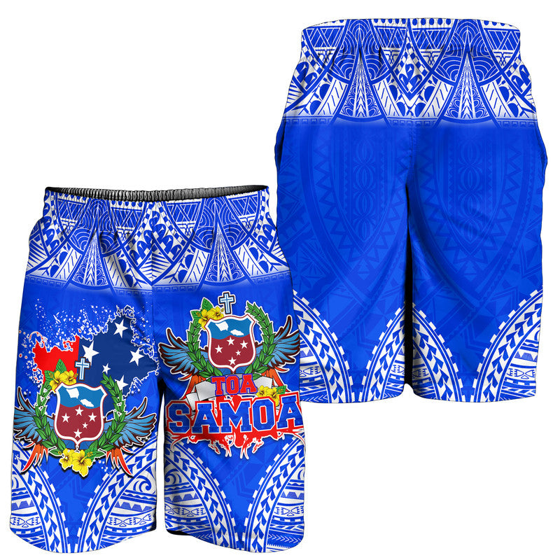 Toa Samoa Polynesian Rugby Men Shorts Samoan Flag Blue Color LT9 Blue - Polynesian Pride