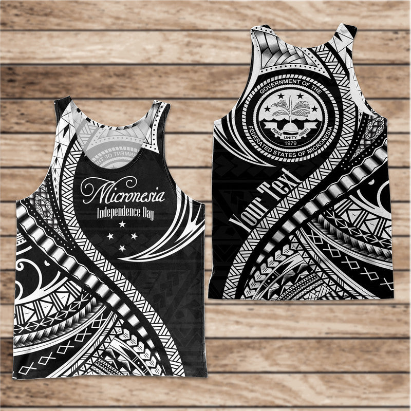 (Custom Personalised) Federated States of Micronesia Independence Day Men Tank Top Black Polynesian Wave Style LT9 Black - Polynesian Pride