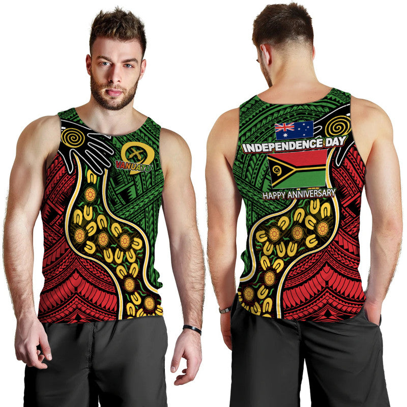 Vanuatu Mix Aboriginal Happy Independence Day Men Tank Top LT6 Red - Polynesian Pride