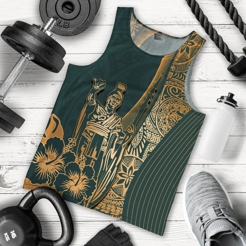 Hawaiian King Kamehameha Men Tank Top Vibe Green Style LT6 Green - Polynesian Pride