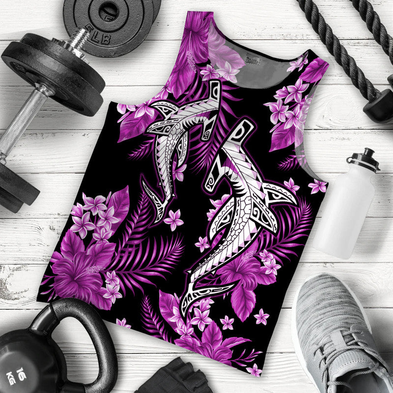 Hawaii Summer Colorful Shark Men Tank Top Purple LT6 Purple - Polynesian Pride