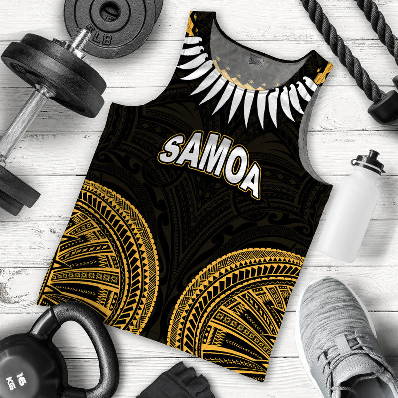 Samoa Ula Nifo Tribal Men Tank Top Gold Style LT6 Gold - Polynesian Pride