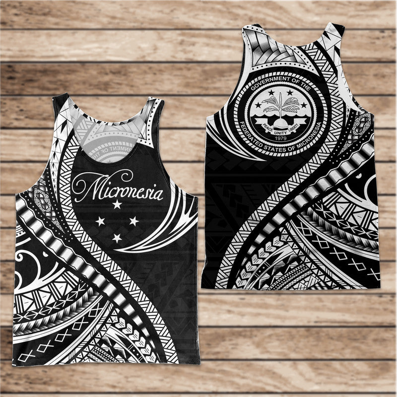 Federated States of Micronesia Men Tank Top Black Polynesian Wave Style LT9 Black - Polynesian Pride