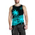 Fiji Rugby Sevens Men Tank Top Tapa Palm Tree and Fijian Coat of Arms LT9 Blue - Polynesian Pride