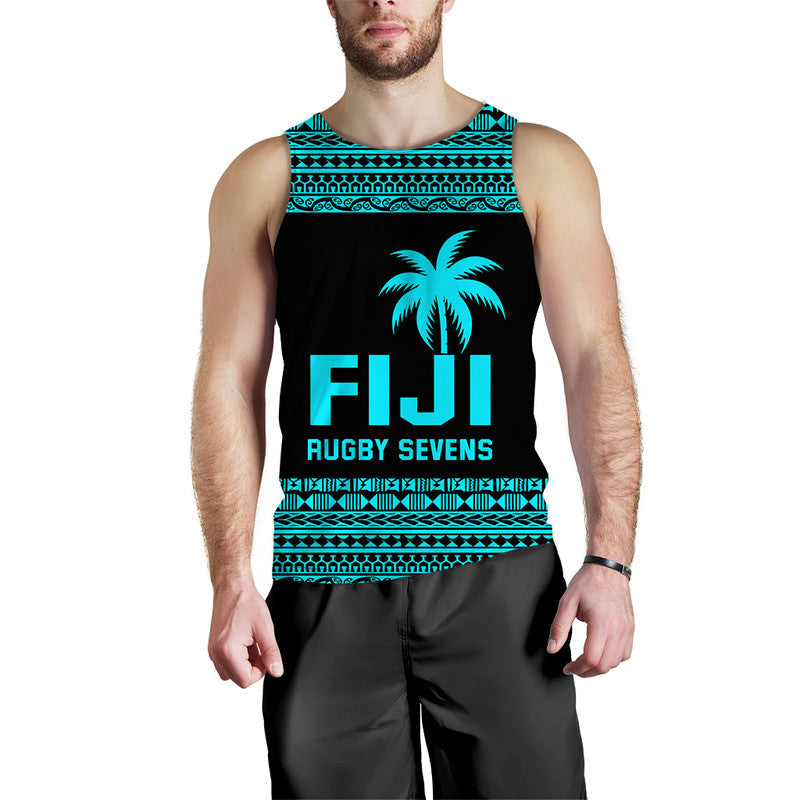 (Custom Personalised) Fiji Rugby Sevens Men Tank Top Simple Blue Style LT9 Blue - Polynesian Pride