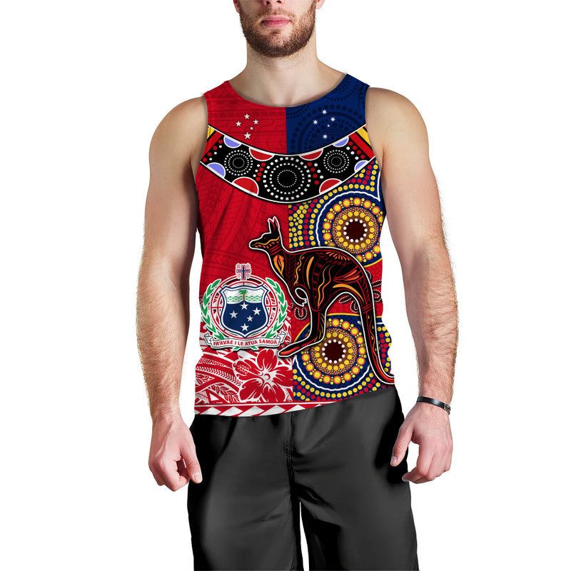 Australia Aboriginal and Samoa Polynesian Men Tank Top Boomerang LT9 Red - Polynesian Pride