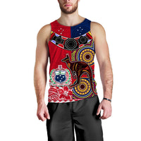 Australia Aboriginal and Samoa Polynesian Men Tank Top Boomerang LT9 Red - Polynesian Pride