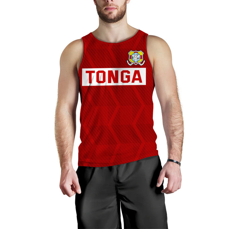 (Custom Text And Number) Tonga Rugby Sevens Men Tank Top Sporty Style LT9 Red - Polynesian Pride