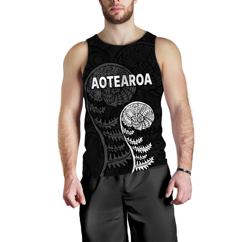 Aotearoa Silver Fern Men Tank Top LT9 Blue - Polynesian Pride