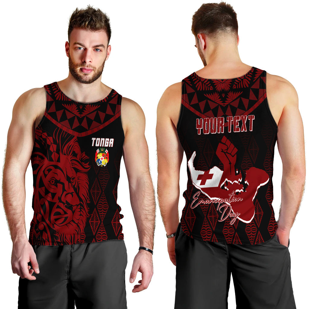 Tonga Personalised Men Tank Top Emancipation Day Lion Style - Black LT7 Black - Polynesian Pride