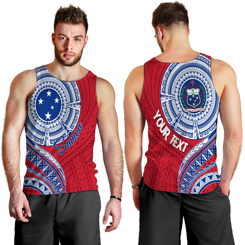 Samoa Personalised Men Tank Top Independence Day Flag Style LT7 Red - Polynesian Pride