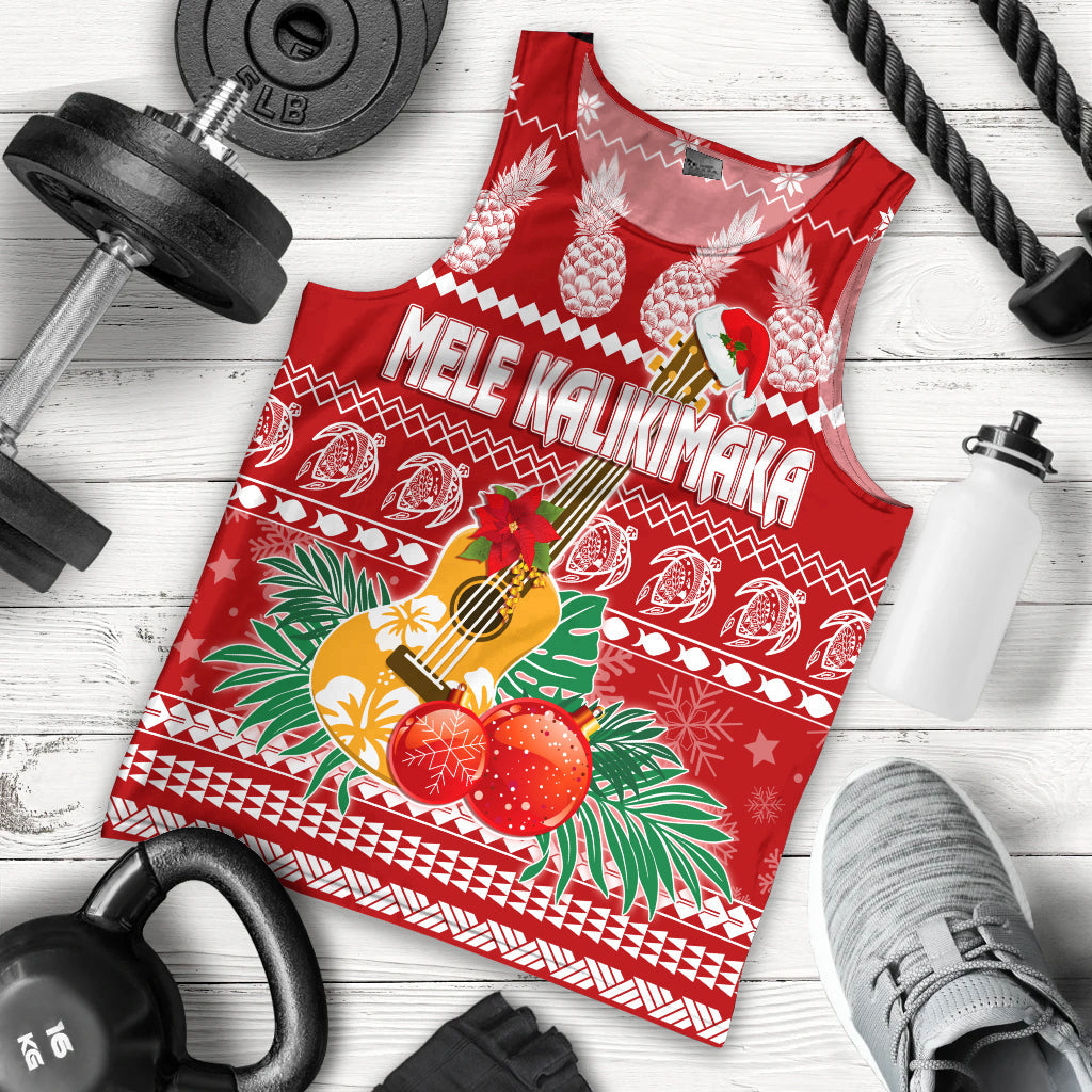 Hawaii Christmas Men Tank Top Mele Kalikimaka - Ukulele LT7 Red - Polynesian Pride