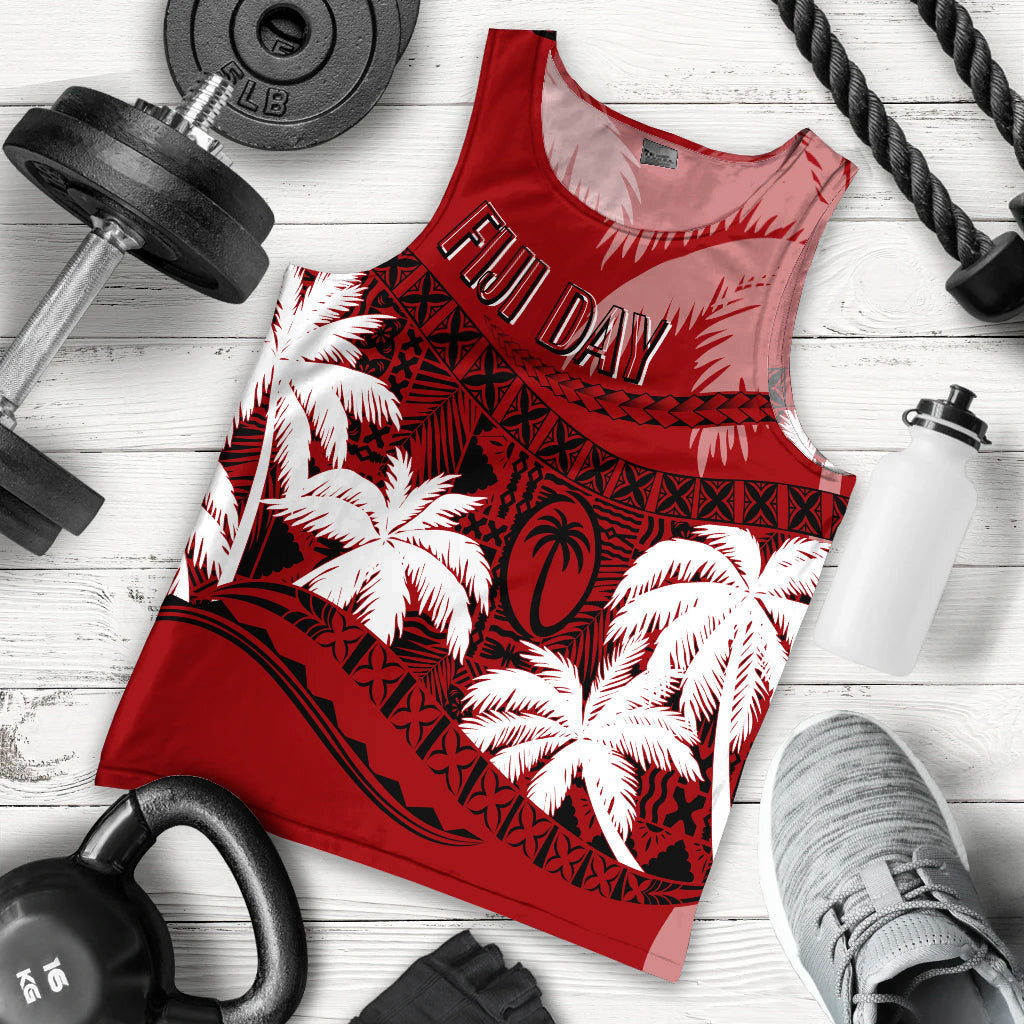 Personalised Fiji Day Men Tank Top Flying Fijians Masi Kesa Style - Red LT7 Red - Polynesian Pride