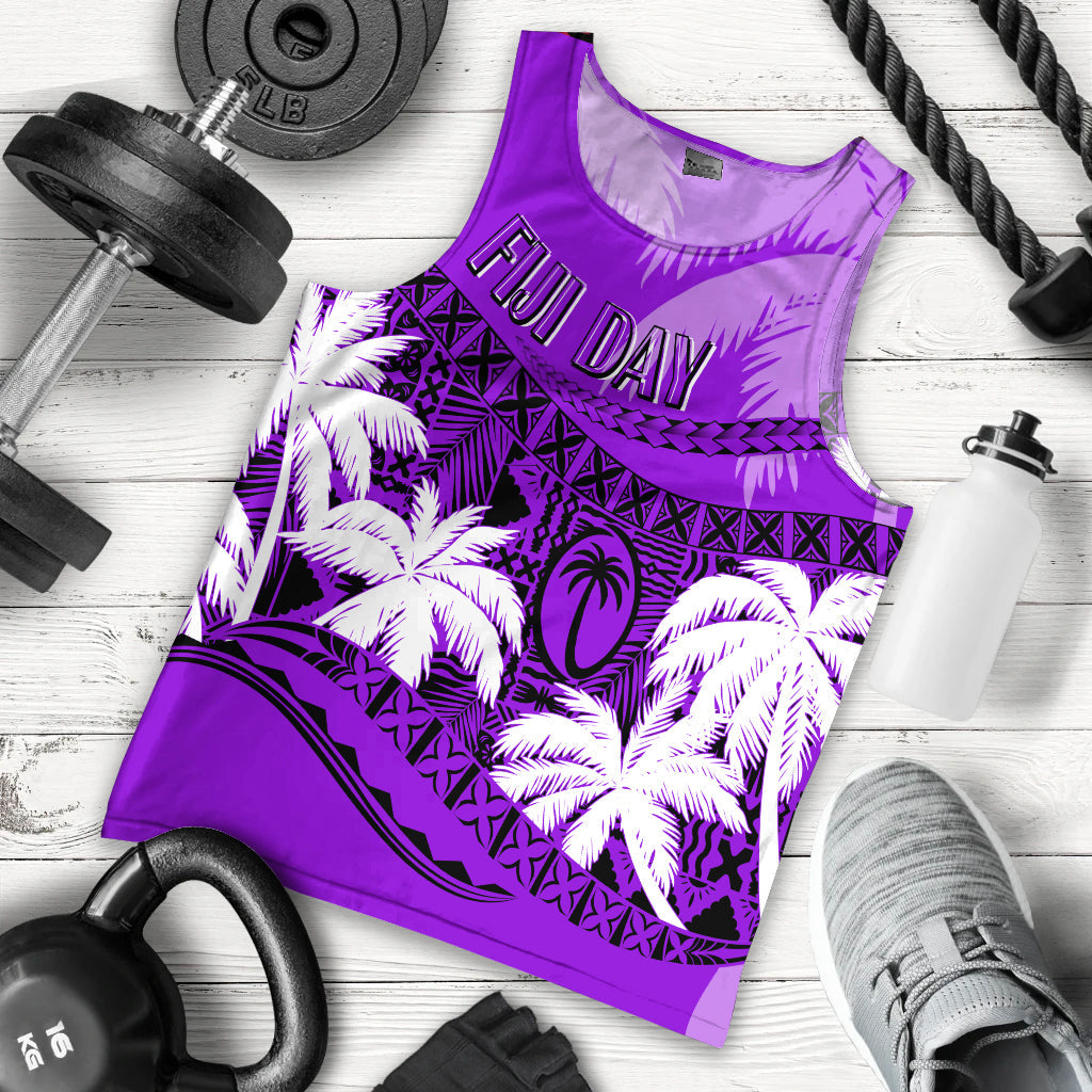 Personalised Fiji Day Men Tank Top Flying Fijians Masi Kesa Style - Violet LT7 Violet - Polynesian Pride