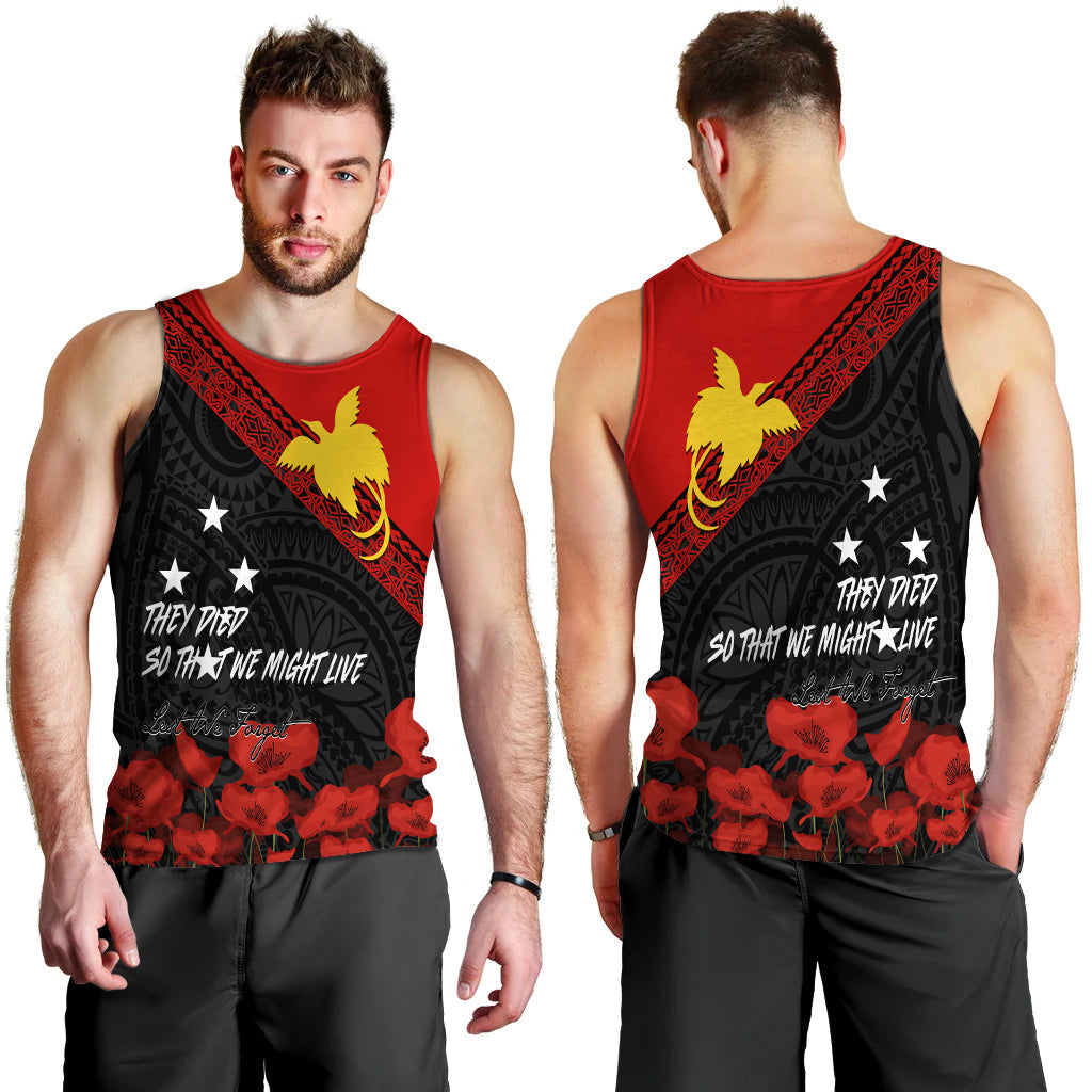 Papua New Guinea Men Tank Top PNG Remembrance Day LT7 Black - Polynesian Pride